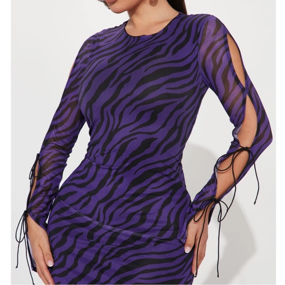Purple Mesh Tiger Maxi Dress BRAND NEW - Picture 2 of 4